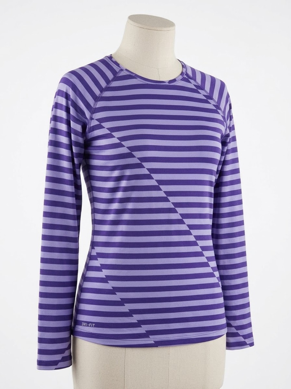 Purple Striped Long-Sleeve Performance Top